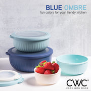 COOK WITH COLOR Prep Bowls with Lids- Wide and Deep Nesting Plastic Small Mixing Bowl Set with Lids, 8 Piece Set - Wide Bowls, Blue