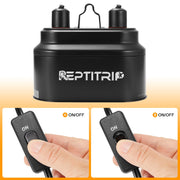 REPTITRIP Reptile Heat Lamp Fixture, Dual Light Fixture with Two Switches | Max 160W Each E26 Socket, Compatible with ceramic heat emitter, basking heat lamp, UVB bulb, for Bearded Dragon turtle lizard