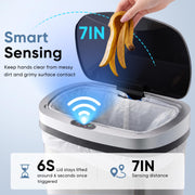 DUMOS Automatic Trash Can, 13 Gallon Touchless Sensor Garbage Can | Electric Touchless Trash Bin with Removable Lid, Fingerprint-Proof Stainless Steel, Long-Lasting Battery, 50L Large Capacity