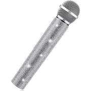 Sanwuta Fake Microphone Prop, Sparkly Bling Rhinestones Mic, Silver | Sparkle Bling Plastic Play Microphone, Pretend Glitter Bedazzled Mic, for Halloween Cosplay Party Costume