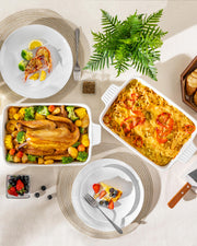 MALACASA 4.4QT Ceramic Casserole Dishes for Oven, 9x13 Baking Dishes, White | Rectangular Lasagna Pan with Handles, Ceramic Baking Dish, Deep Roasting Pan, Microwave and Dishwasher Safe, Wedding Gift