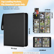 GERMUN 9 Pocket Trading Card Binder,720 Cards, 40 Pages,3 Ring,Double Sided Pockets PU Cover Zipper Collection Album Folder for Standard MTG, TCG, Sports Cards(Black)