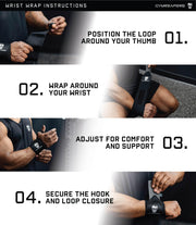 Gymreapers Weightlifting Wrist Wraps (IPF Approved) Professional Quality Wrist Support with Heavy Duty Thumb Loop - Best Wrap for Powerlifting Competition, Strength Training, Bodybuilding