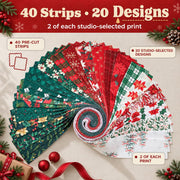 Christmas Jelly Roll Fabric for Quilting, 40 Precut 2.5" x 44" 100% Cotton Fabric Strips | Holiday Quilting Fabric Bundle for Sewing, Christmas Quilt Projects & DIY Crafts (Mistletoe Lane)