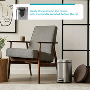Home Zone Living 1.3 Gallon Stainless Steel Small Trash Can with a Lid | Stainless Steel with Soft-Close Lid for Offices, Bathrooms, Bedrooms and Dorms, Slim Rectangular Shape, Silver