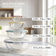 GENICOOK 4Set Nesting Glass Mixing Bowl Set with Airtight Lids BPA Free | Borosilicate Glass Dishwasher, microwave, oven & refrigerator safe,for food prep, mixing, baking and Storage.