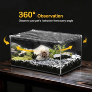 Clioran Reptile PC Tank,Escape Proof Magnetic Lid Tarantula Enclosure Large | Easy Clean Seamless Base Hermit Crab Habitat,Stackable Isopod Terrarium,Cross Ventilation Spider Starter Cage,Frog Container