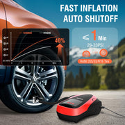 TEROMAS Tire Inflator Portable Air Compressor, Air Pump DC/AC for Car Tires 12V DC and Other Inflatables at Home 110V AC, Digital Electric Tire Pump with Pressure Gauge(Red)