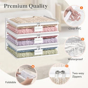 Lifewit 6 Pack Clear Zippered Storage Bags, Plastic Sweater Storage Bags Clothing Organizer for Blankets Linen Sweater Bed Sheet Quilt Clothes (15.7 x 13.8 x 3.9 Inch)