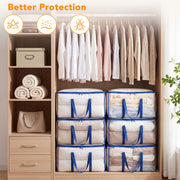 Dntorx 8 Pack 93L Clear Moving Bags Heavy Duty Extra Large 200LBS, Blue | Storage Totes with Strong Dual-Zipper, Reinforced Wrap-Around Handles, Alternative to Moving Boxes, College Dorm Essentials