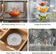 GENICOOK 4Set Nesting Glass Mixing Bowl Set with Airtight Lids BPA Free | Borosilicate Glass Dishwasher, microwave, oven & refrigerator safe,for food prep, mixing, baking and Storage.