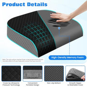 Seat Cushion, Office Chair Cushion, Chair Pad, Large, Black, Large | Memory Foam, Washable Cover, Non-slip Bottom, Portable Handle, for Office, Home and Car