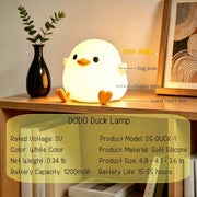 YR YRHH-PET Duck Cute Lamp, Squishy Night Light, Kids Gifts Baby Room Decor | Safe Silicone Bedside Lamp, College Boy Girl Xmas Cute White Elephant Gift, Touch Animal Nursery Nightlight, Dodo Ducky Stuff