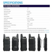 Retevis RT22 Commercial FRS Walkie Talkies Rechargeable Long Range (6 Pack) | Slim & Lightweight 2 Way Radio, For K-12 & Retail, Comfortable for All-Day Wear, Loud & Clear Audio, Charge 6 Radios At Once