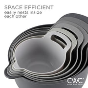 COOK WITH COLOR Nesting Plastic Mixing Bowl Set with Pour Spouts and Handles, Gray, 6 Piece Non-Slip