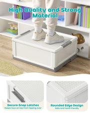 MLIKLU 17 QT Storage Box with Building Baseplate Lid and Removable Tray | Craft Organizers and Storage, Storage Bins for Bricks, Art Supplies, Double Layer, Large Capacity(White)