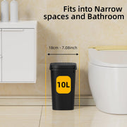 KSSKSS 3 Pack Bathroom Small Trash Can with Lid, 2.6 Gallon Slim Garbage Bin with Pop-Up Lid, 10L Plastic Wastebasket for Bedroom, Office, Kitchen, Toilet (Black)