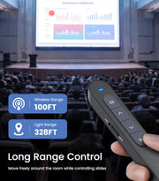 Wireless Presenter, Hyperlink Volume Control Presentation Clicker RF 2.4GHz USB PowerPoint Clicker Presentation Remote Control Pointer Slide Advancer (Black)