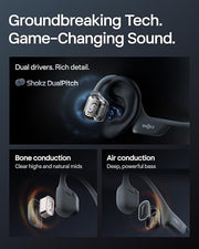 SHOKZ OpenRun Pro 2 Bone Conduction Bluetooth Sport Headphones, Black | Bundle with Reflective Strip；DualPitch premium sound；Open ear awareness; Smart Mic; IP55; 12H battery; Running/Cycling/Hiking