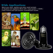 DOMICA 150W 2 Pack Reptile Heat Bulb, Beared Dragon Ceramic Heat Emitter, E26 No Light Night Use Heater Bulbs for Turtle, Lizard, Snake, Amphibians, Pet Brooder Coop Chicken (150W-Large Tank)