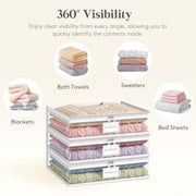 Lifewit 6 Pack Clear Zippered Storage Bags, Plastic Sweater Storage Bags Clothing Organizer for Blankets Linen Sweater Bed Sheet Quilt Clothes (15.7 x 13.8 x 3.9 Inch)