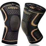 Copper Knee Brace for Men and Women (2 Pack, Large) Compression Support | Copper Fabric, Effective Support, All-day Wearability - Compression Sleeve for Arthritis Pain, MCL, Sports & Injury Recovery