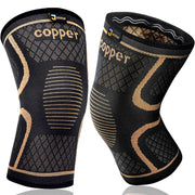 Copper Knee Brace for Men and Women (2 Pack, Large) Compression Support | Copper Fabric, Effective Support, All-day Wearability - Compression Sleeve for Arthritis Pain, MCL, Sports & Injury Recovery