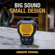 DEWALT Mini Wearable Bluetooth Speaker, Clip-On Jobsite Pro (Yellow) | Water-Resistant Portable Wireless Speaker (Non-Magnetic), Built-in Mic for Hands-Free Music/Calls, Bluetooth Speaker