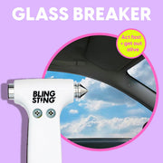 BLINGSTING Safety Hammer - Emergency Automotive Escape Tool with Window Breaker, Seat Belt Cutter & Adjustable Car Visor Strap - Tempered Glass Breaker - Steel Blade - Blush Rose Pink (1 Count)