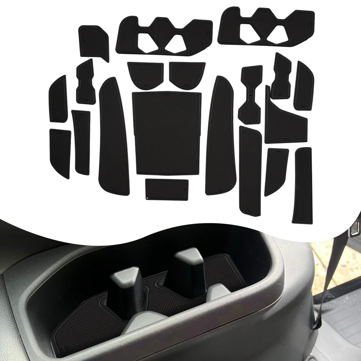 Grand Highlander 2024 2025 2026 Door Slot Mats 20Pcs/Set Black Accessories | Fits Toyota Grand Highlander, Center Console Liners, Non-Slip Mats, Door Liner Mats, 2026 Grand Highlander Accessories