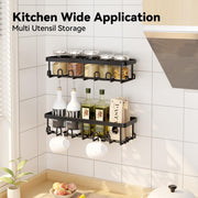 YASONIC Shower Caddy Adhesive, Rustproof Shower Organizer, Wall Shower Rack | Large Capacity Shower Shelf for Inside Shower, No Drill Shower Storage, Shampoo Shower Holder, Black, 2 Caddies