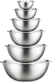 FineDine Stainless Steel Mixing Bowls Set, 6-Piece Metal Bowls | Stainless steel bowls, nesting design saves space, dishwasher safe, prep bowls, baking bowls, cooking bowls