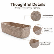 Zenlyzoo Toilet Paper Basket for Toilet Tank, Oatmeal, 1 Pack | Small Cotton Organizer, Rectangle, 14 x 6.5 x 3.9 in, Open Top, 2 Inside Handles, Machine Washable, Foldable