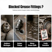 Heavy Duty Grease Fitting Cleaner Tool,8700 PSI, Compatible with M6/M8/M10 | All-Metal Non-Slip Design for Tractors, Trucks, Excavators & Farm Machinery; Helps Clear Hardened Grease & Frozen Bearings