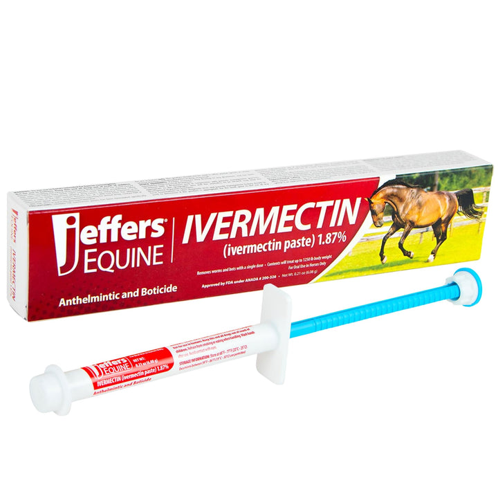 Jeffers 1.87% Ivermectin Gel Dewormer for Horses | Apple Flavored | 1 Pack | Broad Spectrum 6.08 grams Paste Syringe for Control of Listed Internal Parasites & Bots, 1 Dose Treats Horses Up to 1,250 lbs