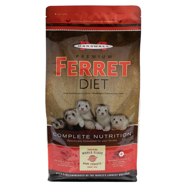 Marshall Pet Products Premium Ferret Diet, 4 lbs Pellet Bag, Complete Nutrition Formula - Single Food Bag