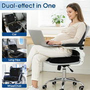 CloudBliss Ergonomic Seat Cushion & Lumbar Support Pillow Set, Black,Large | Back Pain, Sciatica Relief, Memory Foam Support, Adjustable Straps, Machine Washable Velvet, Perfect for Office, Car, Gaming