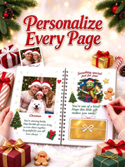 Christmas Gift Card Book for Adults- 5x7 Merry Christmas Giftcard Booklet | Christmas Festive Designs |10 Themed Pages |DIY Spiral Binding |Add Cards, Cash, Coupons | Write-In Notes