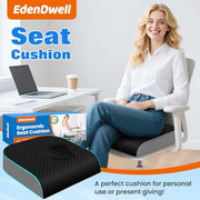 Seat Cushion, Office Chair Cushion, Chair Pad, Large, Black, Large | Memory Foam, Washable Cover, Non-slip Bottom, Portable Handle, for Office, Home and Car