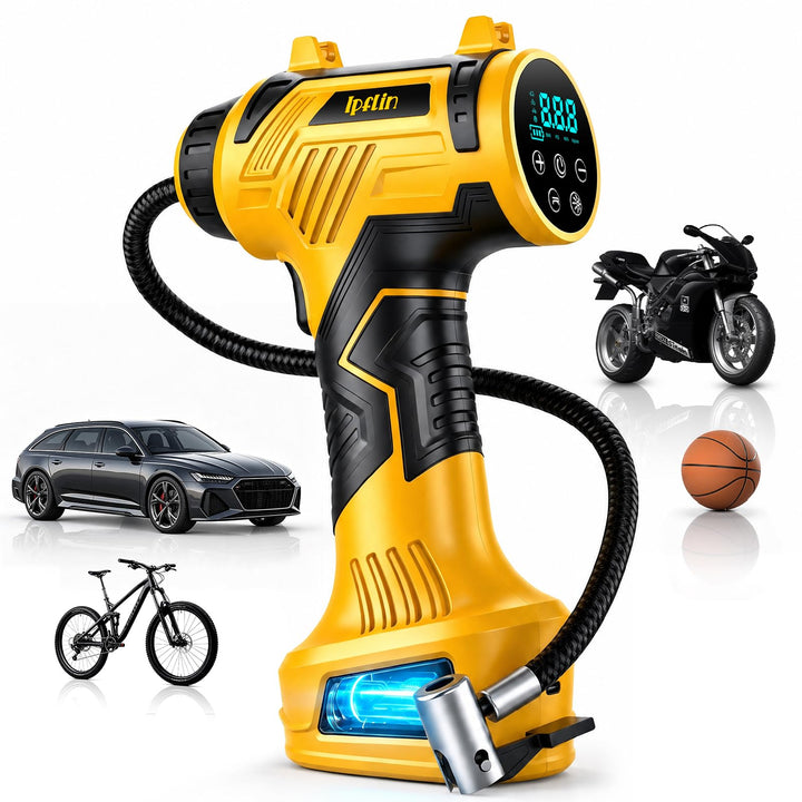 160 PSI Tire Inflator Portable Air Compressor Built-in Battery, Dual Power | 3*3200 mAh & 12V DC, Auto Shut-Off, Digital Pressure Gauge, Faster Inflation Air Pump for Car Tires Motorcycle Bike Ball Gift