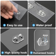Lsnisni 14 Pack Shower Caddy Adhesive Replacement, Strong Adhesive Hooks, Waterproof Shower Adhesive Strips, No Drilling, for Bathroom Storage Shelves and Kitchen Racks