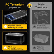 Clioran Reptile PC Tank,Escape Proof Magnetic Lid Tarantula Enclosure Large | Easy Clean Seamless Base Hermit Crab Habitat,Stackable Isopod Terrarium,Cross Ventilation Spider Starter Cage,Frog Container