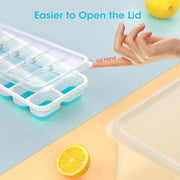 DOQAUS Ice Cube Tray with Lid and Bin,4 Pack Ice Cube Trays for Freezer | Silicone,Stackable. Easy Release Trays with Storage Bin & Scoop. Ideal for Freezer, Kitchen, RV, Cocktail, Coffee.