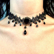Fesciory Black Necklace for Women, Adjustable Daily Goth Jewelry Gift | Adjustable Fit, Close-Fit Black Necklace, Lace Velvet Beaded or Pendant Styles, Goth 90s Y2K Looks, Halloween & Party Wear