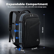MATEIN Carry on Backpack, Extra Large Expandable Travel Backpack for Men | Airplane Approved, Weekender Bag for Women, mochila de viaje, Water Resistant, Lightweight Daypack for Flight, 40L, Black
