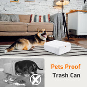 Small Bathroom Trash Can with Lid 2.6 Gallon Garbage Can with 20 Trash Bags | Press Top Lid, Dog Proof, Slim for Small Space, Premium Plastic, Easy to Use Waste Basket for Room, Office, Toilet, Rv, White