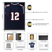 IHEIPYE Jersey Display Frame Case, Large Sport Jersey Shadow Box, Black | Lockable, UV Protection, Hanger, Baseball Basketball Football Soccer Hockey Shirt and Uniform