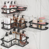 Youvip Shower Caddy Corner No Drilling-Adhesive, Shower Shelves-Rustproof | Organizer for Dorm. Black, 4-Pack - with Soap Holder