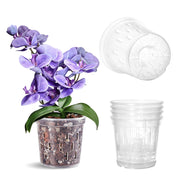 TRUEDAYS Orchid Pot, 4 Pack 5 Inch Plant Pot with Drainage | Clear Orchid Pots with Drainage Holes for Repotting, Sturdy Plastic Plant Pot for Plants, Ideal for Healthy Root Growth