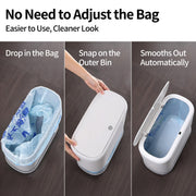 Purexa Small Bathroom Trash Can with Lid, 2.3 Gallon Slim Trash Can, Narrow Garbage Can with Hidden Liner & Auto-Smooth Bag Fit, Press-to-Open Lid, White, for Bathroom, Bedroom, Office, Kitchen